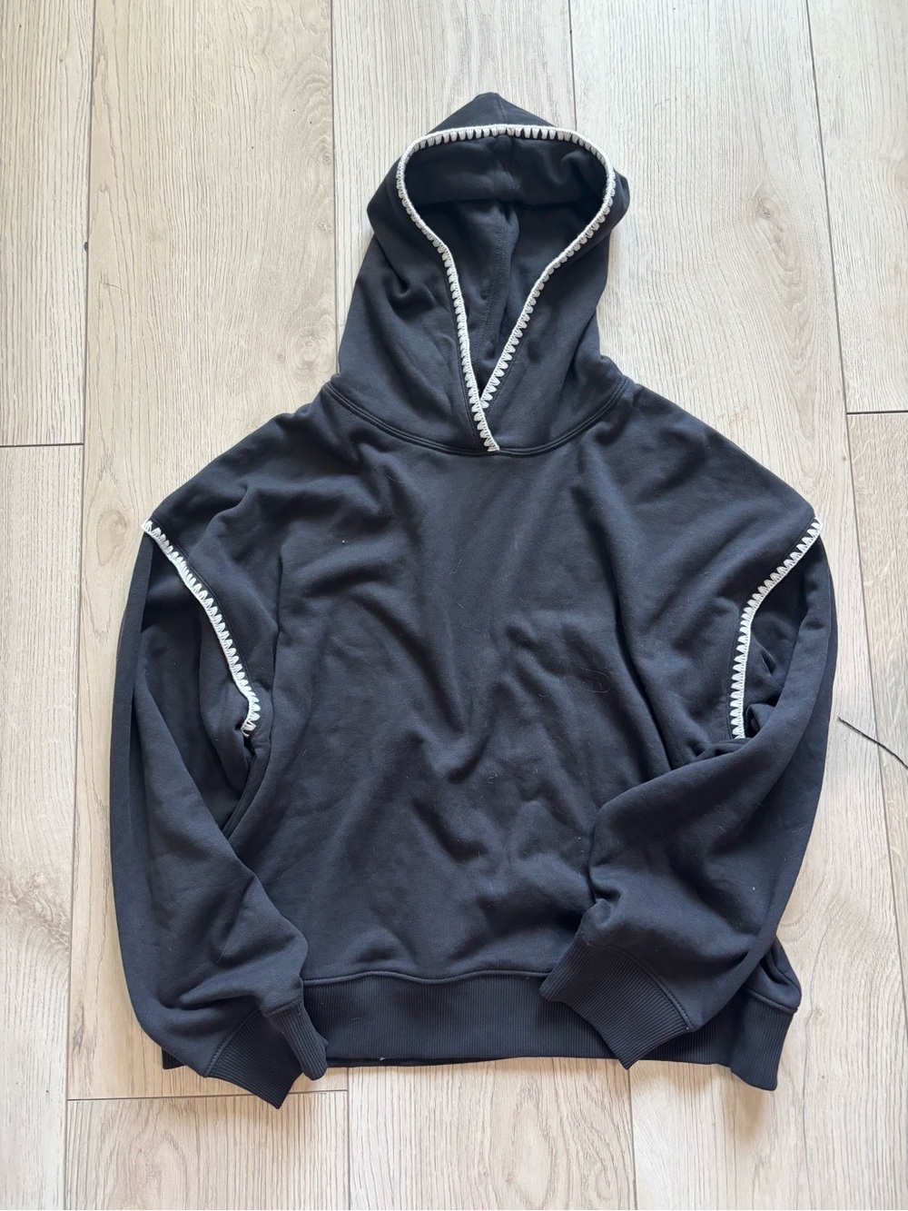 American Eagle Outfitters Black Hoodie with White Trim